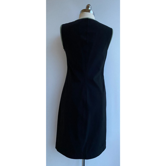 Prada Shift Dress Black with Green Trim Knee Length Women’s Italian 48 US 12 - Picture 6 of 10